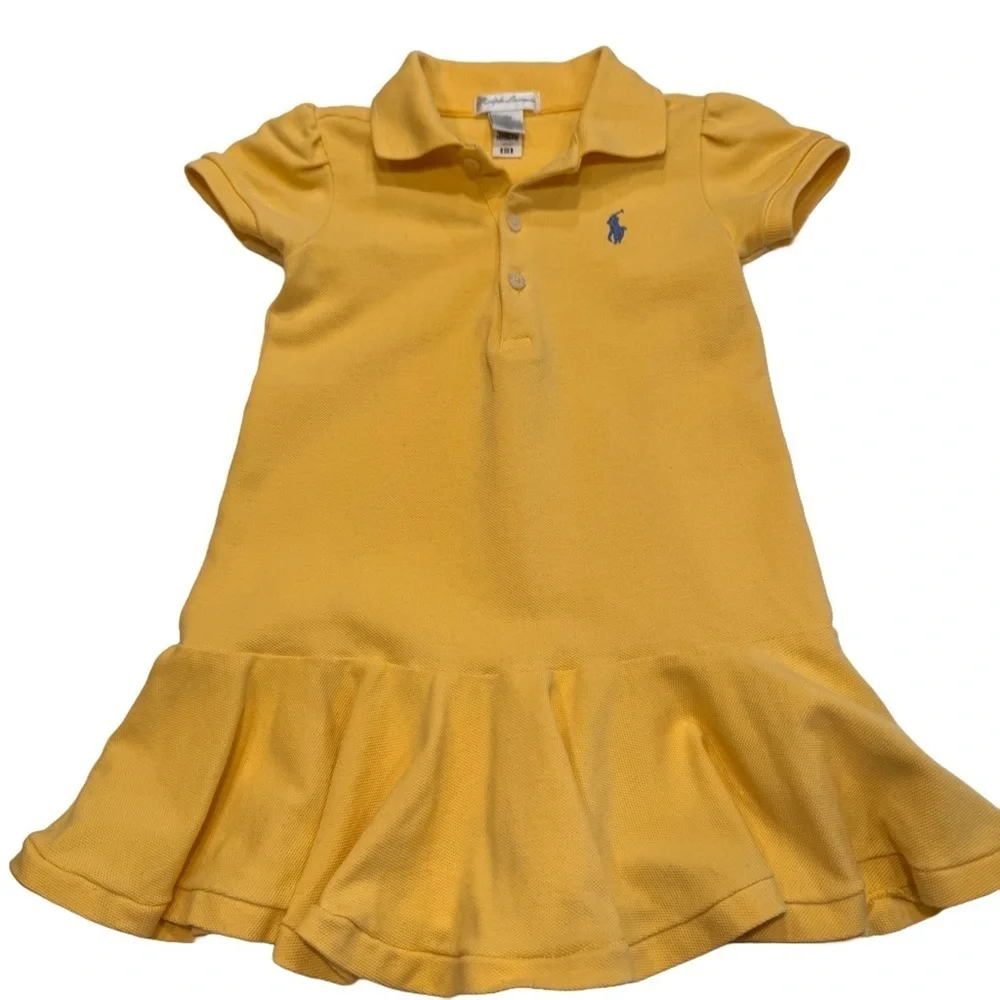 Ralph Lauren Toddler Girls 12 Months Short Sleeve Polo Dress - Yellow